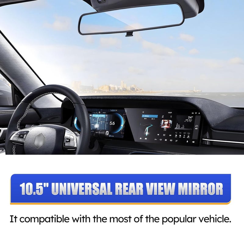 X4XZ 10.5" Rear view mirror, Interior rearview mirror Kit Universal Fit Type Compatible with Chevrolet Ford Toyota Nissan Jeep Honda Subaru Hyundai Kia Mazda Buick and More for Car - Image 2